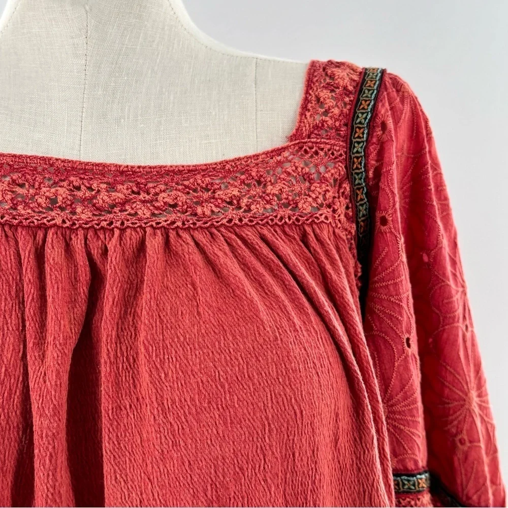 gimmick top size XXL red boho bohemian peasant fairycore renaissance Renfaire